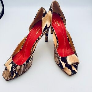 KATE SPADE D’Orsay Snakeskin Peep toe pumps